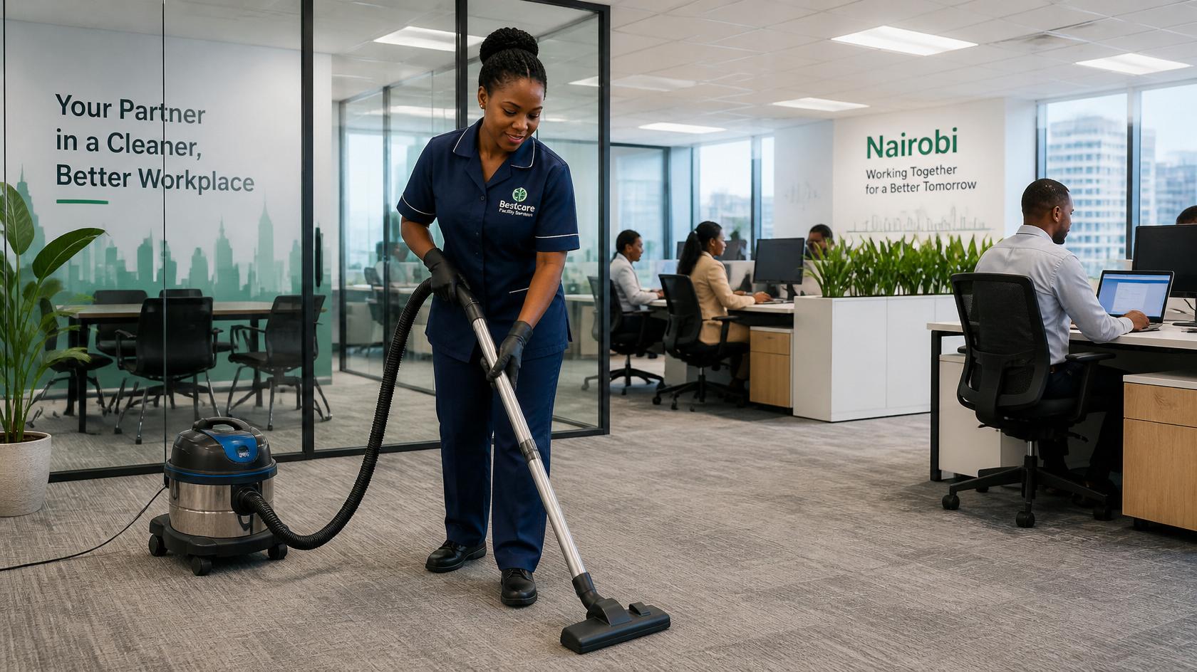 Professional office cleaning services in Nairobi keeping a modern workplace spotless